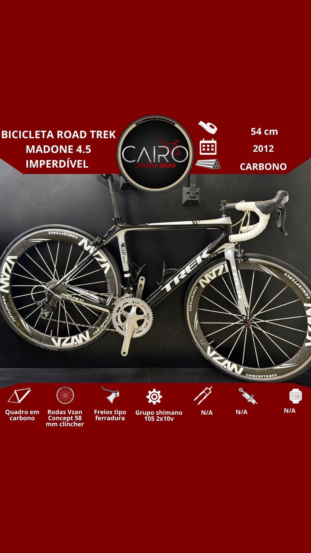 Bicicleta Road Trek Madone 4.5 – Imperdível
