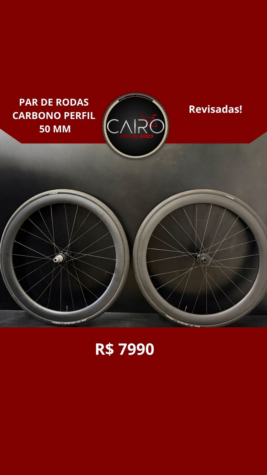 Par de rodas carbono perfil 50 mm