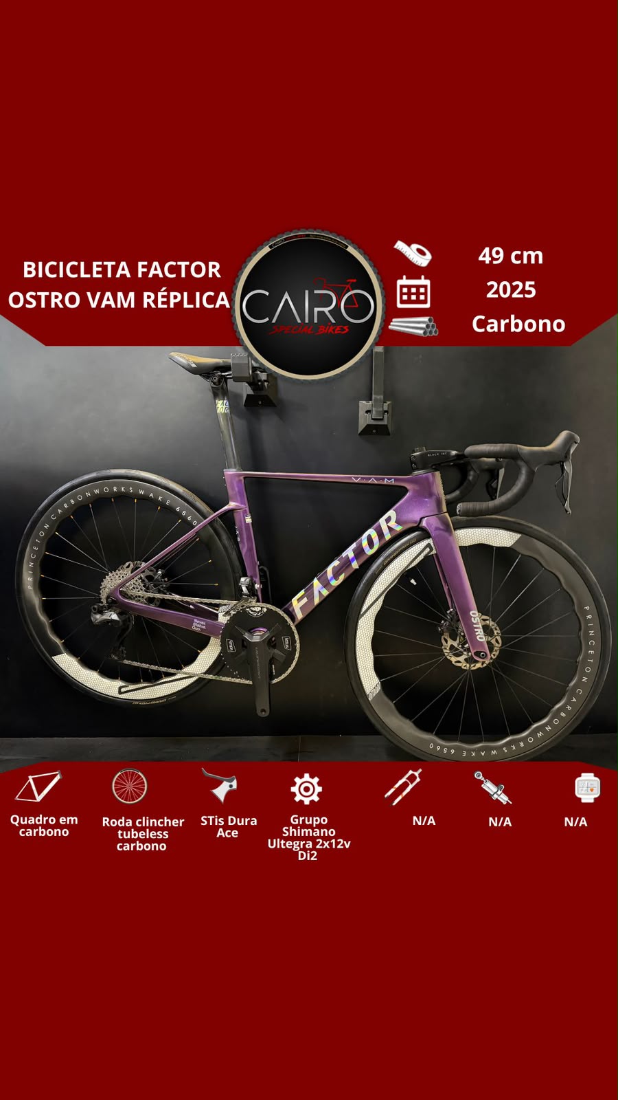 Bicicleta Factor Ostro Vam SCARAB LTD EDITION Quadro réplica/não original