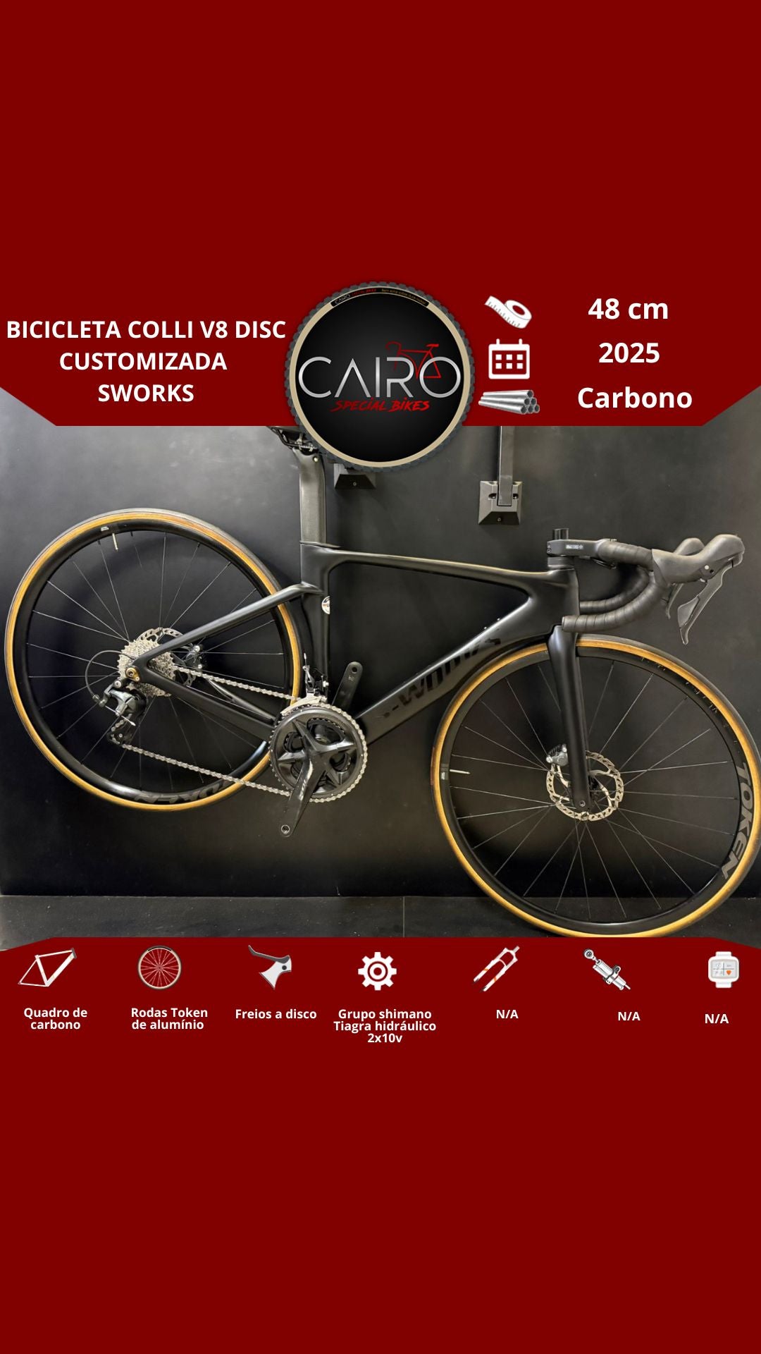 Bicicleta Colli V8 Disc customizada Sworks