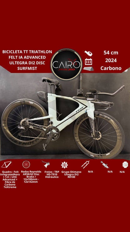 Bicicleta TT Triathlon Felt IA Advanced Ultegra Di2 Disc – Surfmist