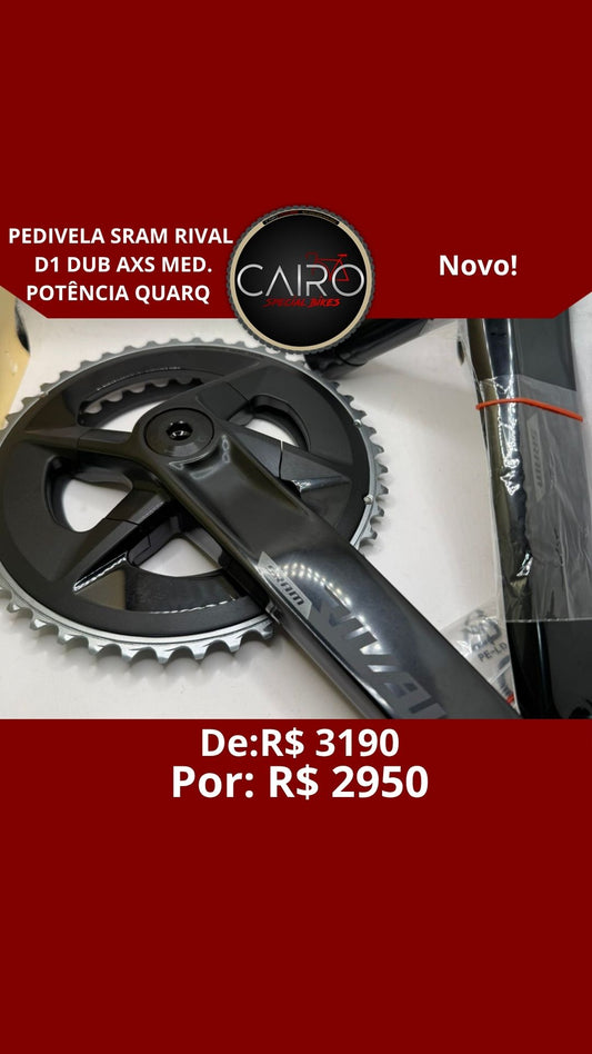 PEDIVELA SRAM RIVAL D1 DUB AXS MED. DE POTÊNCIA QUARQ 170MM 46-33 12V NOVO