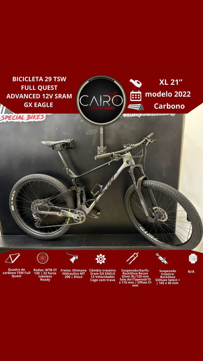 BICICLETA 29 TSW FULL QUEST ADVANCED 12V SRAM GX EAGLE
