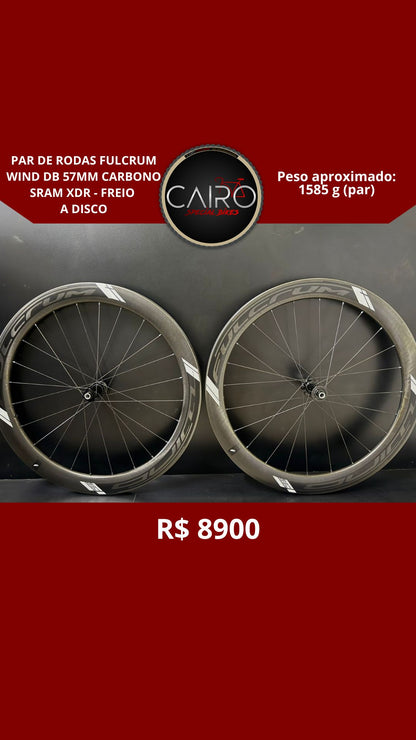 Par De Rodas Fulcrum Wind Db 57mm Carbono SRAM XDR - Freio a Disco