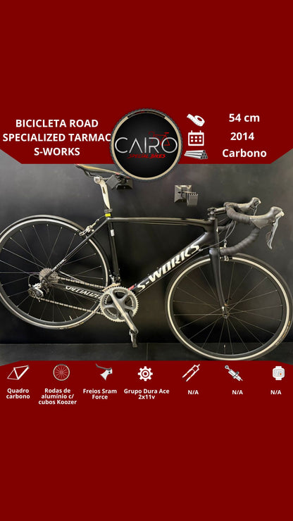 Bicicleta Specialized Tarmac S-Works Carbono - Dura-Ace 11v - Rodas Zipp 50mm - Tamanho 54