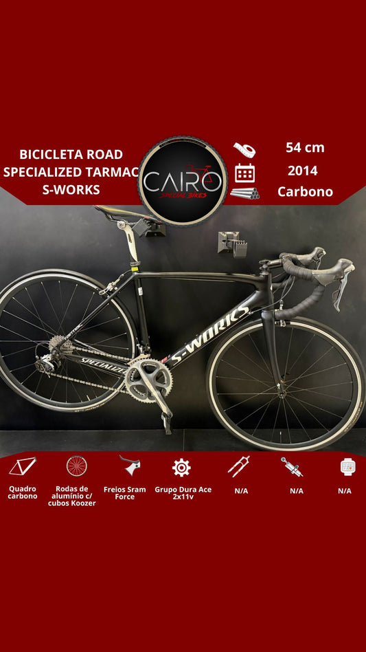 Bicicleta Specialized Tarmac S-Works Carbono - Dura-Ace 11v - Rodas Zipp 50mm - Tamanho 54