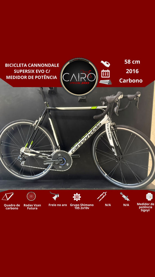 Bicicleta Cannondale Supersix Evo c/ medidor de potência