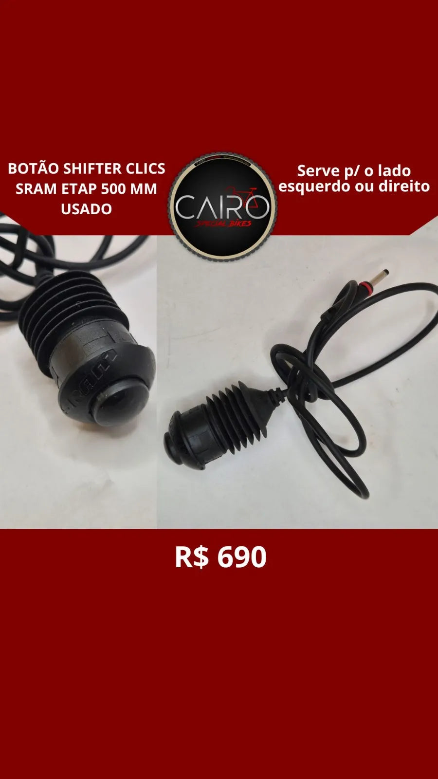 Par de Botões Satélites SRAM eTap Clics - 500mm - Para Extensão TT/Triathlon