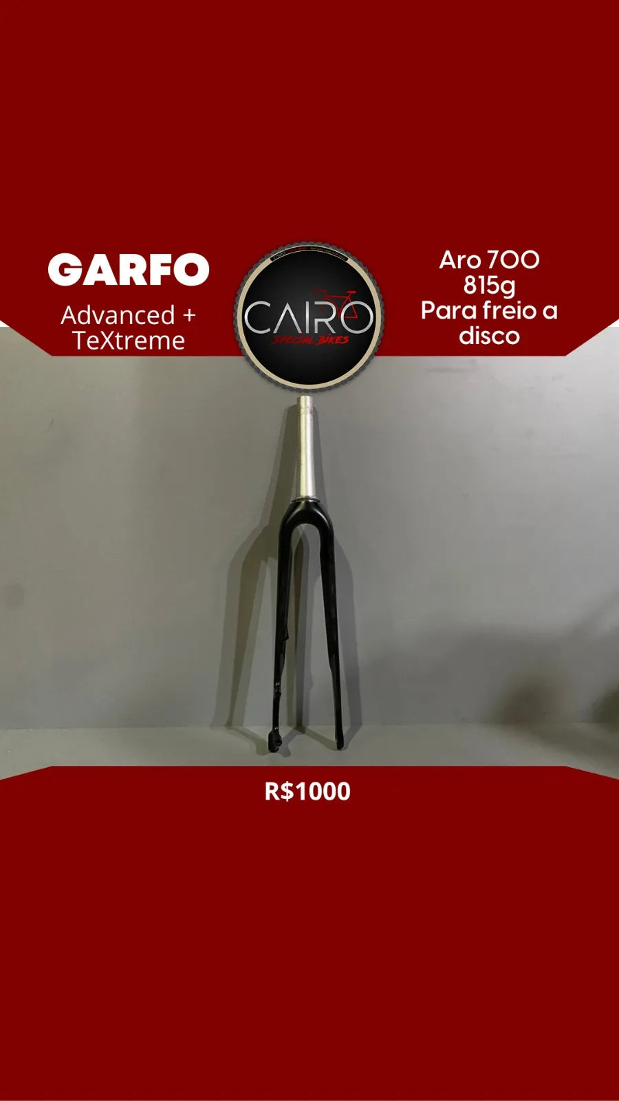 Garfo Gravel Carbono Advanced TeXtreme - Espiga Alumínio - Disco - 700c