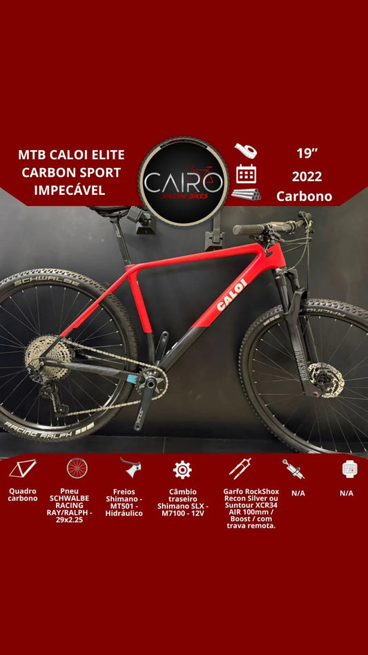 Bicicleta Caloi Elite Carbon Sport - Shimano SLX 12v - 2022