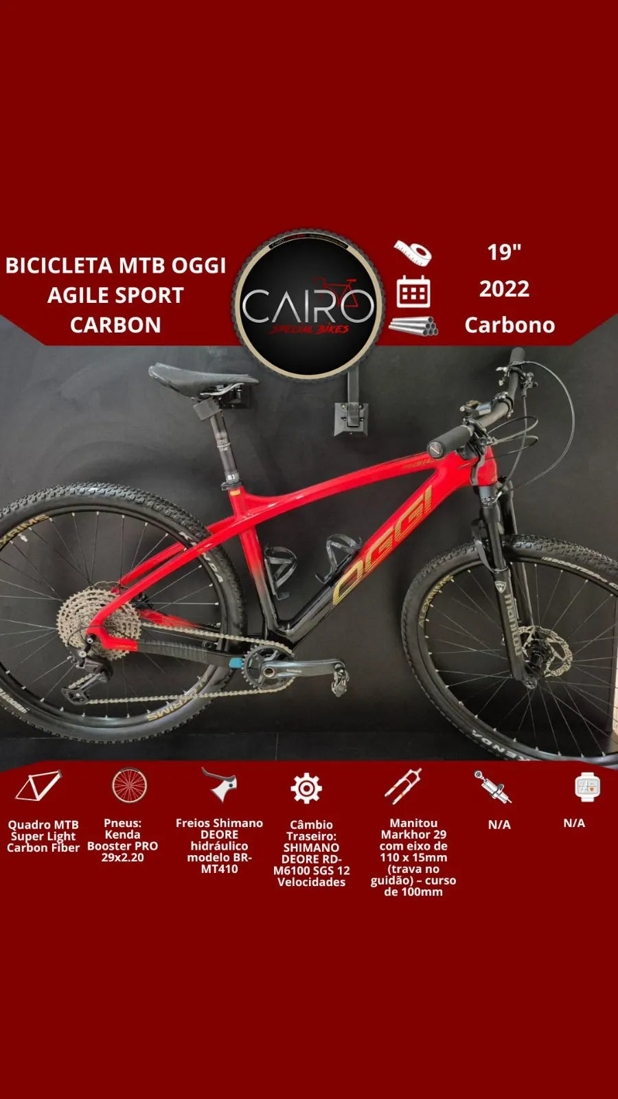 Bicicleta Oggi Agile Sport Carbon - Shimano Deore 12v - 2022
