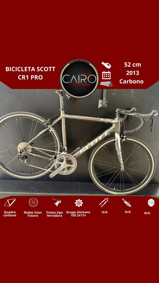 Bicicleta Scott CR1 PRO Carbono - Shimano 105/Ultegra - Guidão S-Works - Tamanho 52