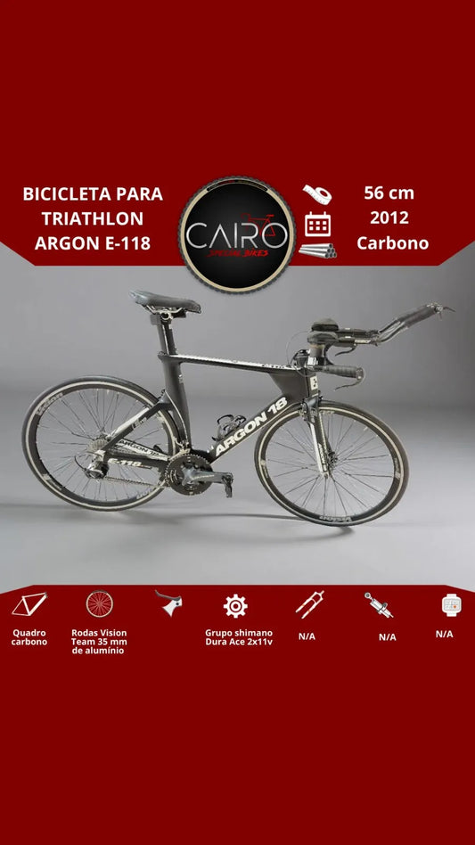 Bicicleta Triathlon Argon 18 E-118 Carbono - Shimano Dura-Ace 11v - Vision Team 35 - 2012