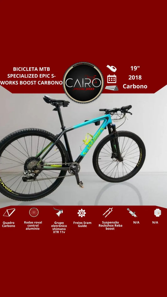 Bicicleta Specialized Epic S-Works Carbono - XTR Di2 Eletrônico 11v - 2018