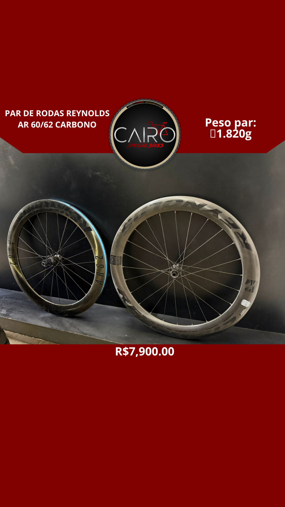 Par de rodas Reynolds AR 60/62 carbono